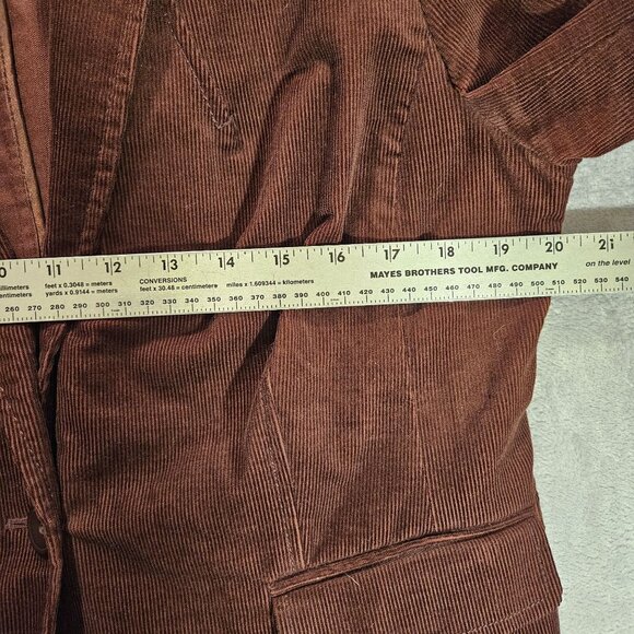Halgen Corduroy Jacket Womens L Brown Blazer lined pockets notched shoulder tabs - Picture 14 of 16